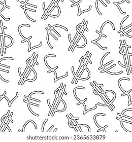 Diseño de fondo de Doodle de Moneda Mundial.