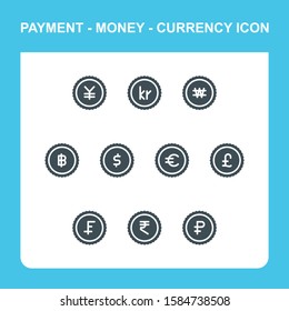 world currency icon set isolated on white background