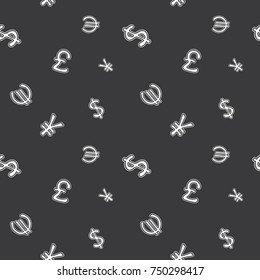 World Currency Money Sign Seamless Dark Pattern Background