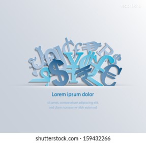 World currency signs design. Vector eps10. 