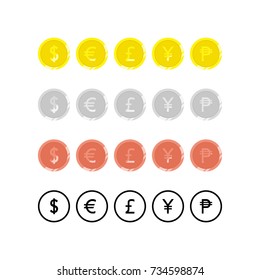 World currency symbol vector, world currency signs vector