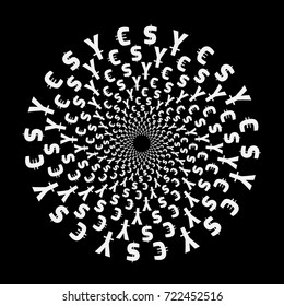 World Currency Symbols. Background pattern. Isolated currency symbols in a circle. On black