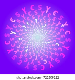 World Currency Symbols. Background pattern. Isolated currency symbols in a circle. Purple