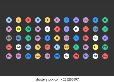 World Currency Symbols And Signs Vector Icons