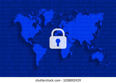 world cyber security map. cyberspace internet. digital technology background. vector illustration