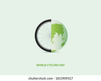 WORLD CYCLING DAY. Bicycle and World environment day concept.. isolated on white background  Vector illustration.