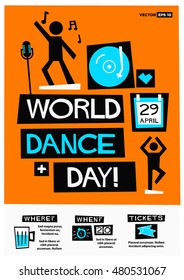 World Dance Day - April 29 (Flat Style Vector Illustration Quote Poster Design) Event Invitation with Venue and Time Details
