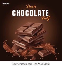 World Dark Chocolate Day celebrates the rich, indulgent flavor of dark chocolate, Dark day 1st February.  Chocolate day post. Dark Rich Chocolate  illustrations post
