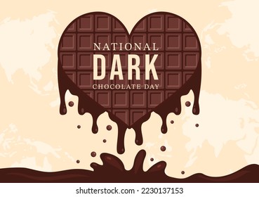 Día Mundial del Chocolate Oscuro el 1 de febrero por la salud y la felicidad que el Choco trae en dibujos a mano de estilo plano Ilustración de plantillas dibujadas