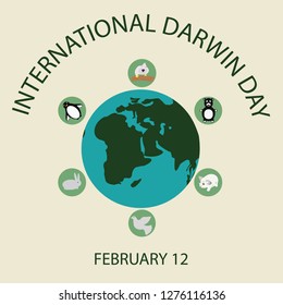 World Darwin Day flat design vector illustration