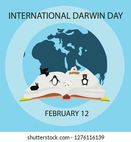 World Darwin Day flat design vector illustration