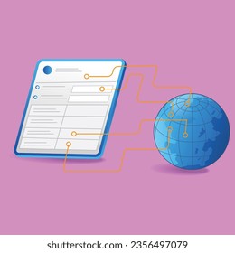 World data charging network isometric flat 3d illustration concept