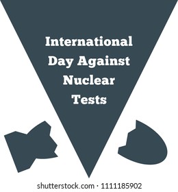 world day of action against nuclear tests, vector illustration, concept banner, flat silhouette, poster, pounded bomb, shell, black, white