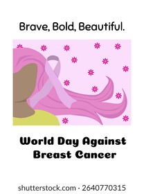 World Day Against Breast Cancer, vertical poster, banner or flyer vector illustration design about women's health