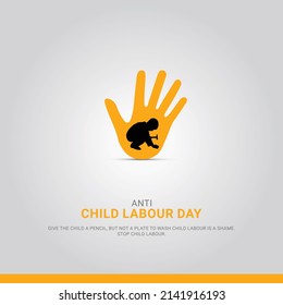  World day against Child Labor. Anti child labor day. Hand and Child concept, Stop Child Labour. svg