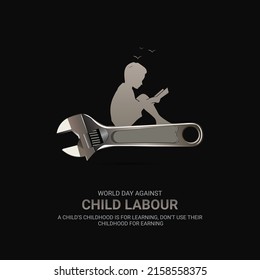 World day against Child Labor. creative ads for social. 3D illustrations. 