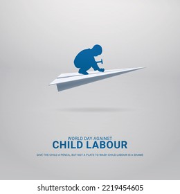 World day against Child Labor. Creative Concept. 3D illustration.  svg