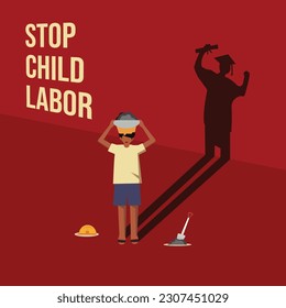 World Day against child labor background, Flat style vector illustration concept of child abuse, banner, poster, social media post, typography, Stop Child Labor, against child labor celebration, flyer svg