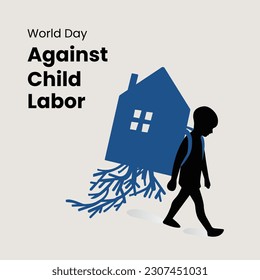 World Day against child labor background, Flat style vector illustration concept of child abuse, banner, poster, social media post, typography, Stop Child Labor, against child labor celebration, flyer