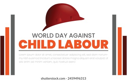 World day against Child Labor. Let's bring child labor down. Kids working on one side and on another side kids win the cup