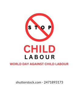 World day against Child Labor. Let's bring child labor down. Kids working on one side and on another side kids win the cup. isolate view. Silhouette people art. Vector illustration.