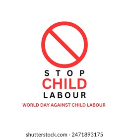 World day against Child Labor. Let's bring child labor down. Kids working on one side and on another side kids win the cup. isolate view. Silhouette people art. Vector illustration.