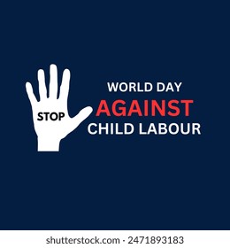 World day against Child Labor. Let's bring child labor down. Kids working on one side and on another side kids win the cup. isolate view. Silhouette people art. Vector illustration.