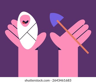 World Day Against Child Labor. Concept With Baby born Child. Flat vector illustration design.