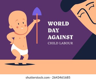 World Day Against Child Labor. Concept With Child and Man. Flat vector illustration design.