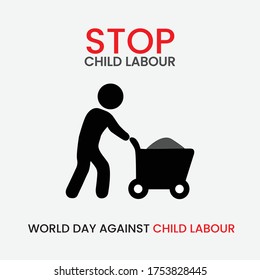 World Day Against Child Labour vector. Children worker vector illustration. on grey background.
