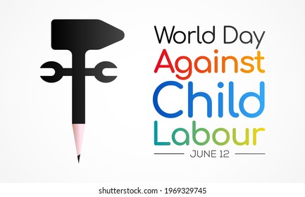 World day against Child Labour (WDACL) is observed every year on June 12, aiming to raise awareness and activism to prevent child Labour. Vector illustration.