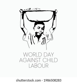 World Day Against Child Labour Background With A Boy Working. Stop Child Labour In Bangladesh And The World. 