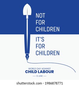 World day against child labour background with a pen and construction work tool. stop child labour the world. Vector illustration.