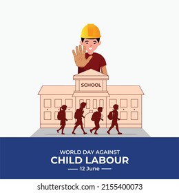 World day against child labour. stop child labour the world. Template for background, banner, card, poster. vector illustration.