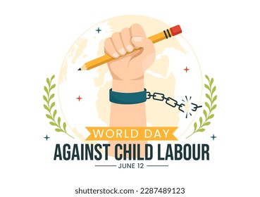 World Day Against Child Labour Illustration with Children Working for the Necessities of Life in Flat Kids Cartoon Hand Drawn for Campaign Templates svg