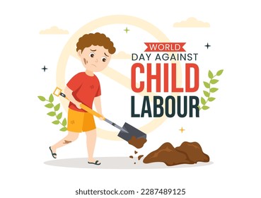 World Day Against Child Labour Illustration with Children Working for the Necessities of Life in Flat Kids Cartoon Hand Drawn for Campaign Templates svg