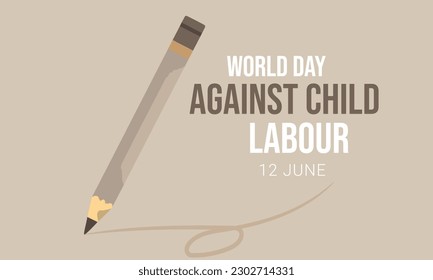 Día Mundial contra el Trabajo Infantil. fondo, banner, tarjeta, afiche, plantilla. Ilustración vectorial.