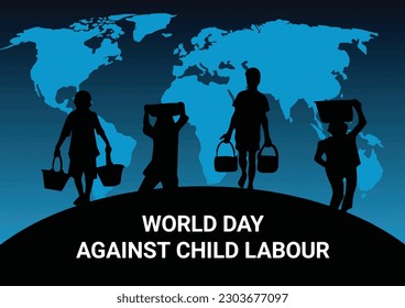 World day Against Child Labour. Holiday concept. Template for background, banner, card, poster with text inscription. Vector illustration.