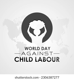 World day against child labour is observed every year in june 12. Vector template for banner, greeting card, poster with background. Vector illustration.