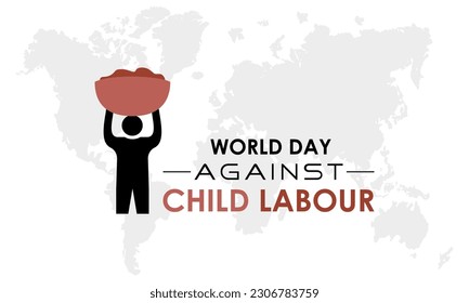 World day against child labour is observed every year in june 12. Vector template for banner, greeting card, poster with background. Vector illustration.