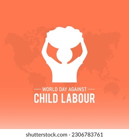 World day against child labour is observed every year in june 12. Vector template for banner, greeting card, poster with background. Vector illustration.