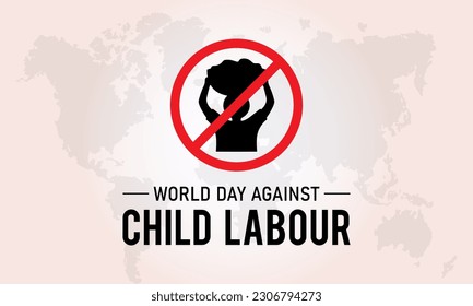 World day against child labour is observed every year in june 12. Vector template for banner, greeting card, poster with background. Vector illustration.