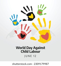 world day against child labour. stop child labour. child labour day. hand illustration.