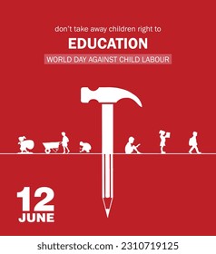 World Day Against Child Labour. Stop Child Labor 12 June svg