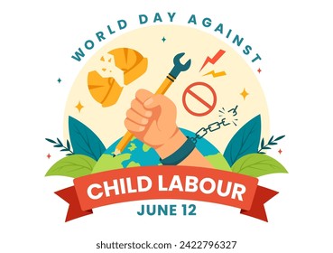 World Day Against Child Labour Vector Illustration on 12 June with Children Working for the Necessities of Life in Flat Cartoon Background