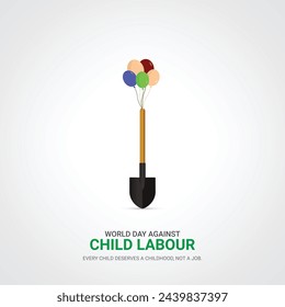 World day against Child labour. Child labour creative ads design 12 June. vector, 3D illustration. 