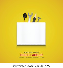 World day against Child labour. Child labour creative ads design 12 June. vector, 3D illustration.  svg