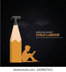 World day against Child labour. Child labour creative ads design 12 June. vector, 3D illustration. 