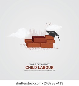 World day against Child labour. Child labour creative ads design 12 June. vector, 3D illustration. 