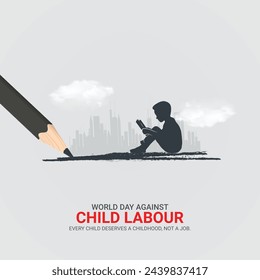 World day against Child labour. Child labour creative ads design 12 June. vector, 3D illustration. 